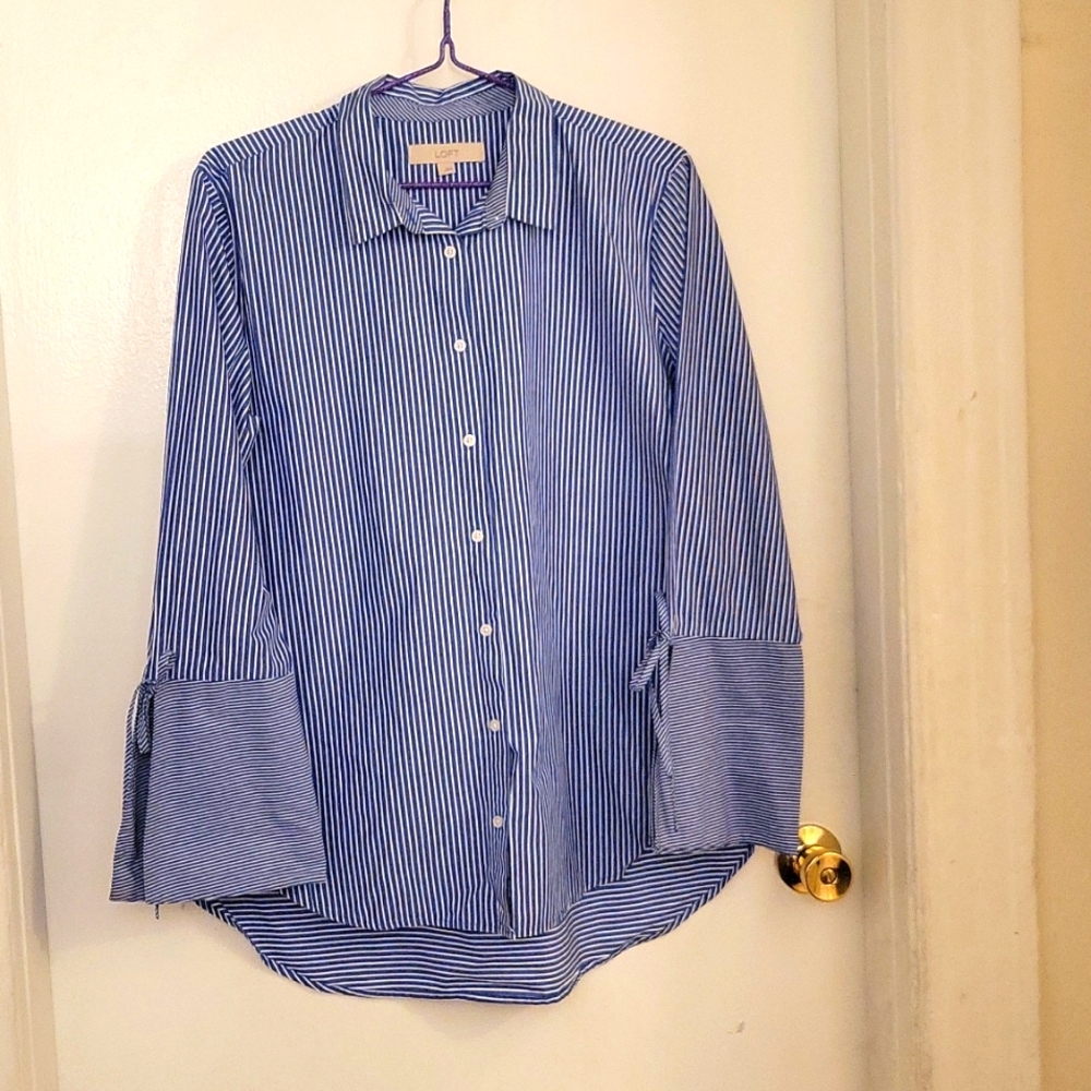 Loft Blue&White Striped Button-up Shirt
